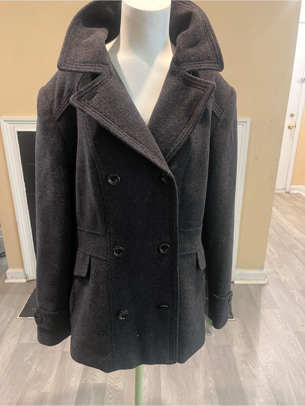 St.John’s Bay Classic Grey Double Breasted Peacoat Old Money Preppy